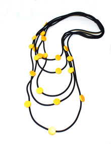 NEOPRENE FIVE STRAND YELLOW NECKLACE