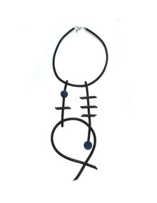 NEOPRENE ABSTRACT BLUE NECKLACE 