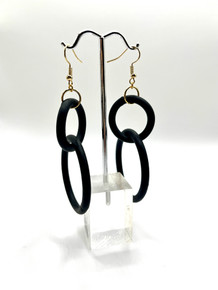 NEOPRENE DOUBLE LOOP EARRINGS