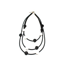 NEOPRENE BLACK WHITE 3 STRAND NECKLACE