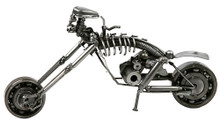 HANDCRAFTED FOUND ART SKELETON MOTORCYCLE L 14 H 6 1/2 W 5  FREE SHIPPING.  GHOST RIDER PHANTOM RIDER.  SUPERNATURAL GHOST RIDER MOTORCYCLE JUST LIKE NICOLAS CAGE RODE.