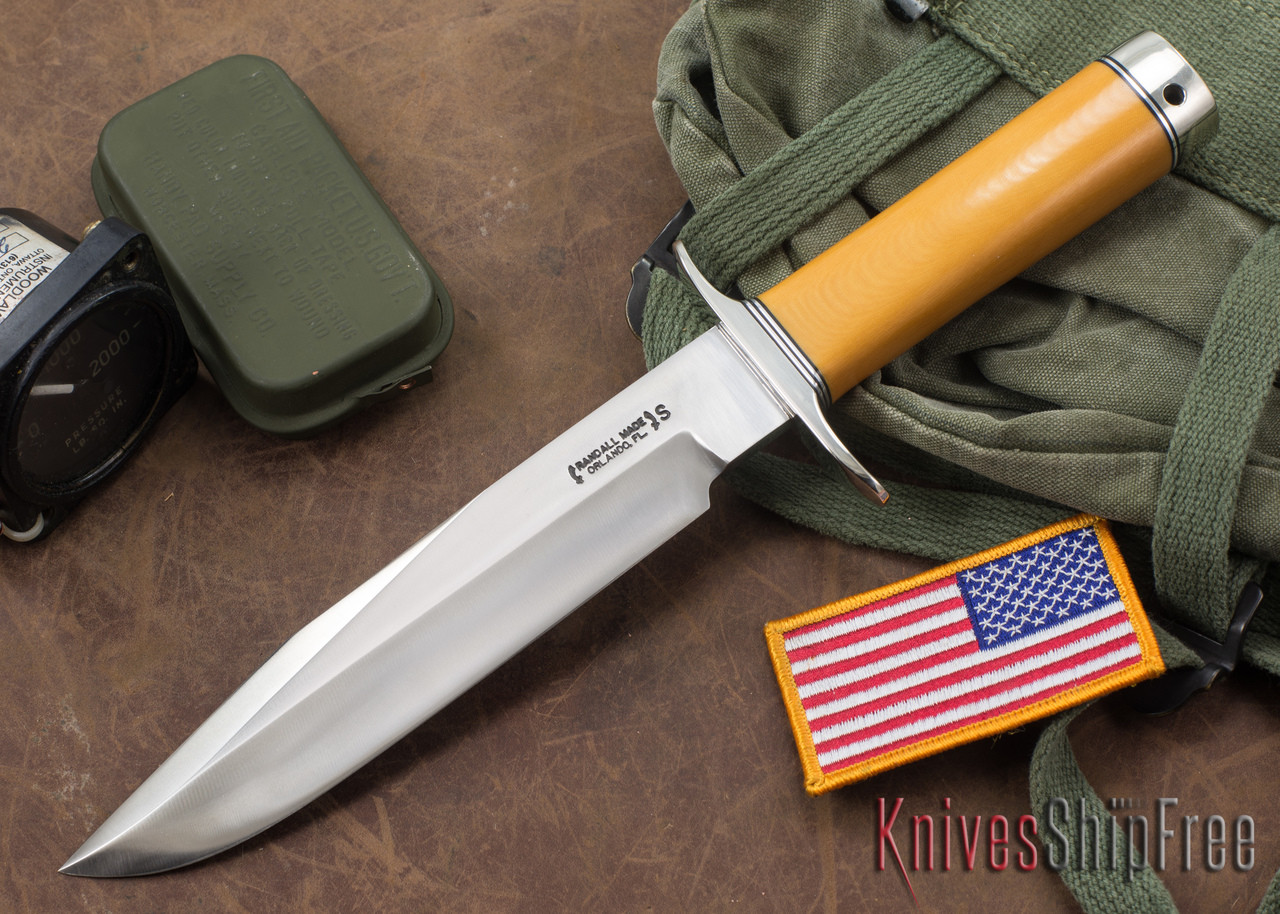 Randall Made Knives Model 14 Attack Yellow Micarta Stainless Steel