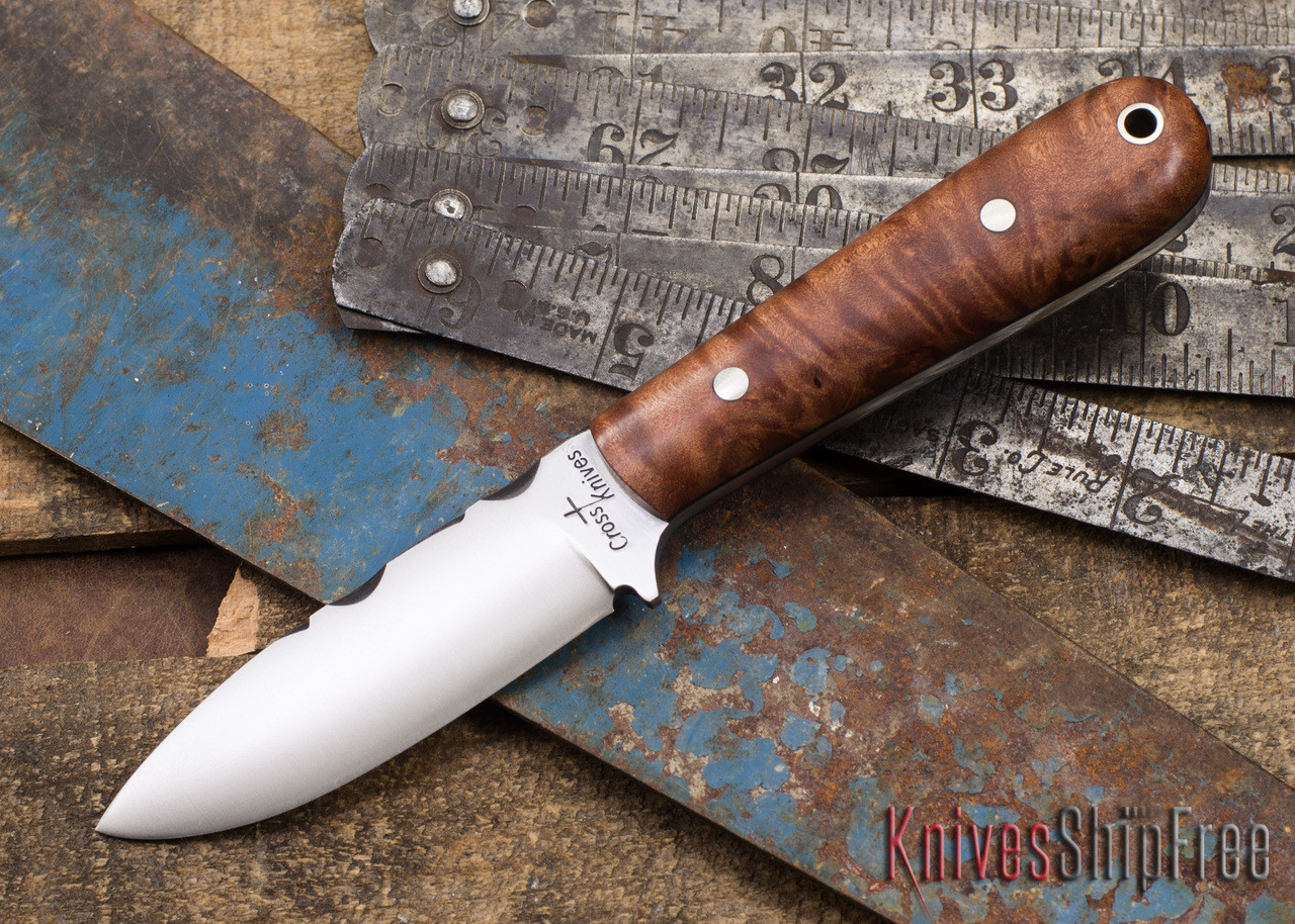 Cross Knives EDC Stabilized Madrone Burl Black Liners Vine