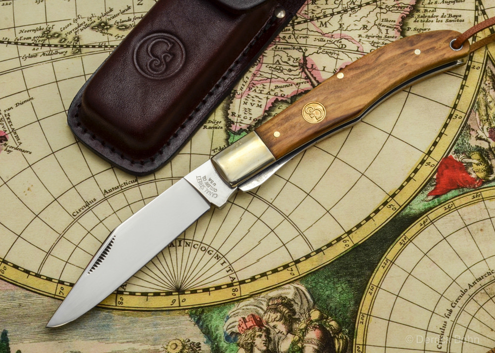 Canal Street Cutlery 5 1/4" Single Blade Folding Hunter Knife w/Sheath