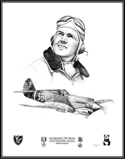 Col. Edward F. Rector ~ Free Shipping - Lonnie Ortega Aviation Art