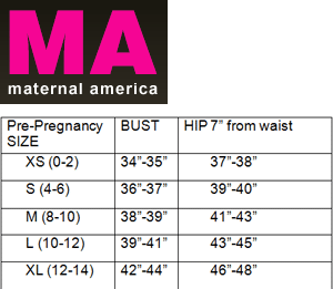 Maternity Jeans Size Chart