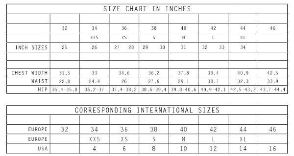 Simpson Maternity Size Chart