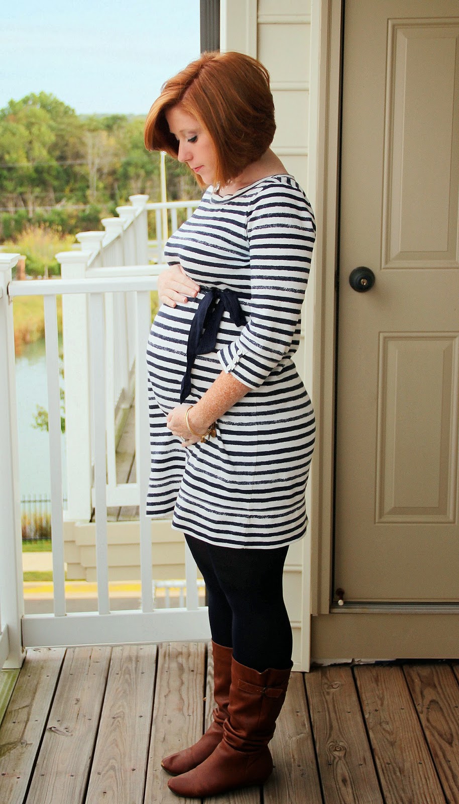 Fall Maternity Fashion Wearing Stripes Motherhood Closet Maternity Consignment