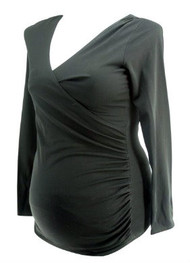 *New* Black A Pea in the Pod Maternity Ruched Crossover Maternity Blouse (Size Large)