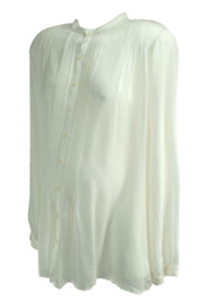 Cream CP Shade Long Sleeve Button Up Pleaded Maternity Blouse (Like New - Size Medium)