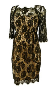 Black Lace Milly New York Dress Altered To Be Worn As Maternity with Nude Silk Lining (Like New - Size 8)