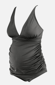 *New* Black A Pea In The Pod Maternity Ruched 2 Piece Maternity Swimsuit 
