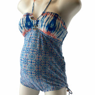 Blue Aztec Print A Pea in the Pod Maternity One Piece Maternity Swimsuit (Like New - Size Small)