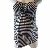 Navy Striped A Pea in the Pod Maternity Adjustable Maternity Tankini 2 Piece Set (Like New - Size Large)