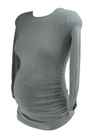 Gray Isabella Oliver Maternity Scoop Neck Ruched Maternity Tee (Like New - Size 0/USA 0-2)