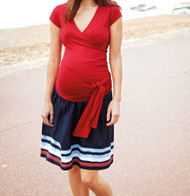 Navy  JoJo MaMan BeBe Maternity Striped Hem Maternity Skirt (Like New - Size 4)