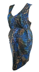 *New* Blue Love 2 Wait Maternity Pleated Leopard Print Sleeveless Dress (Size X-Large)
