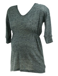 *New* Dark Marled Gray A Pea in the Pod Maternity 3/4 Sleeve Casual Hooded Maternity Tunic Sweater (Size Medium)