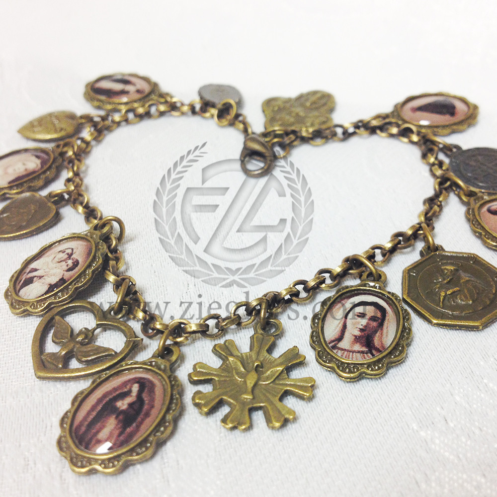 15 medal saint bracelet with momma mary st anthony holy spirit and saint benedict medal1