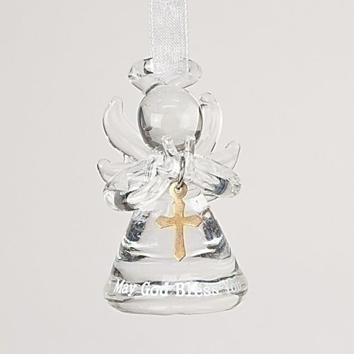 May God Bless You | Angel Ornament | Glass & Metal | 3
