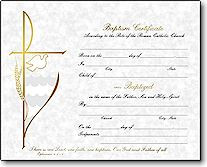 Baptismal Forms Certificate - Spanish - F.C. Ziegler Company