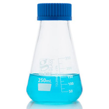 Partly Filled Globe Scientific 250 mL Screw Mouth Erlenmeyer Flask.