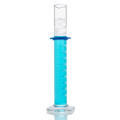 Partly Filled 250mL Globe Glass Graduated Cylinder.