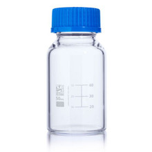 50mL Globe Scientific Clear Glass Media Bottle.