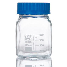 Globe Scientific 500mL Square Media Bottle with Wide Mouth.