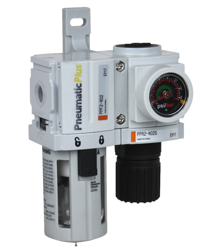 PneumaticPlus Air Filter Regulator Lubricator 1/4" NPT 250 PSI SAU200A-N02G 