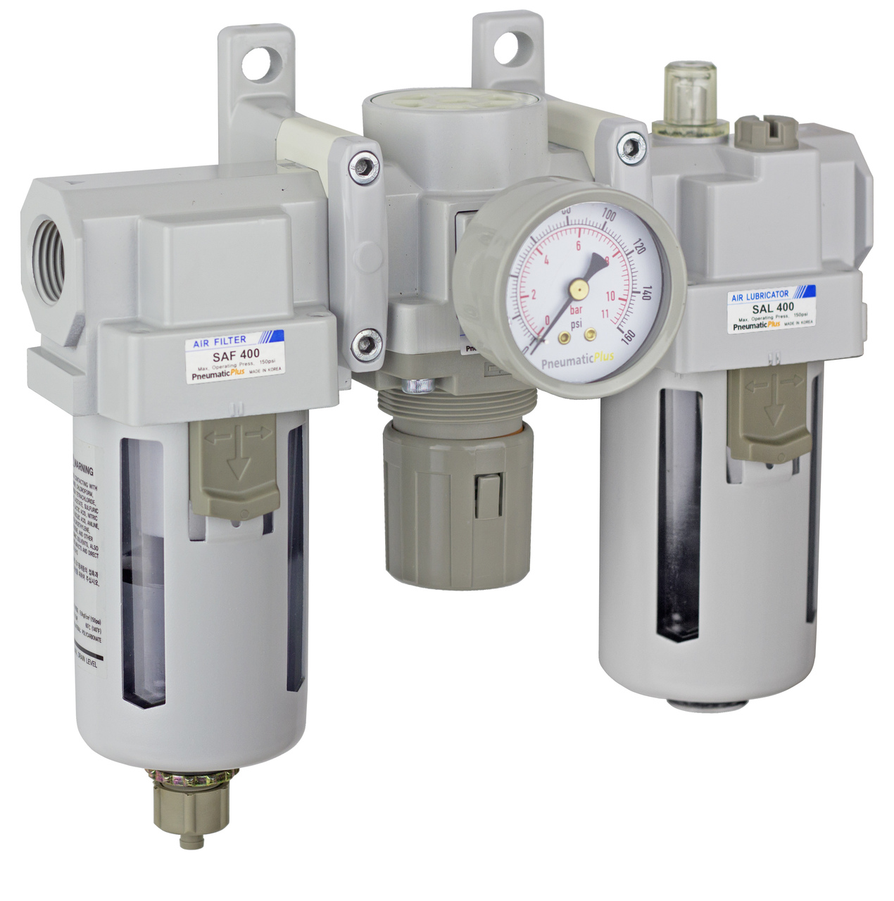 PneumaticPlus Compressed Air Filter Regulator Lubricator 1/2" NPT SAU4010M-N04G 
