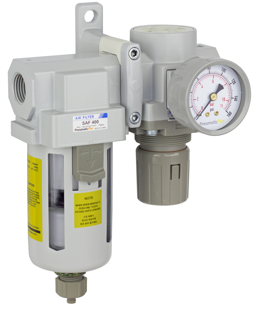 PneumaticPlus Compressed Air Filter Regulator 1/2" NPT SAU4020M-N04DG R 