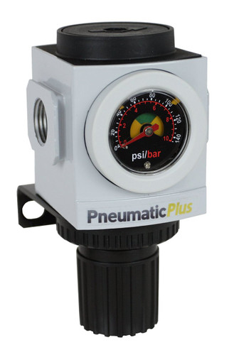 PneumaticPlus PPR3-N03BG Air Pressure Regulator 3/8" NPT with Embedded Gauge & Bracket