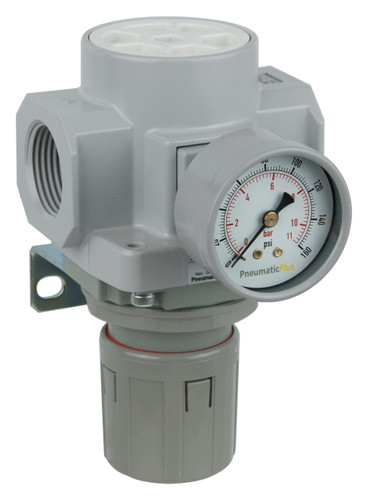 PneumaticPlus SAR600 Series Air Pressure Regulator 1" NPT with Bracket & Gauge (SAR600-N10BG)