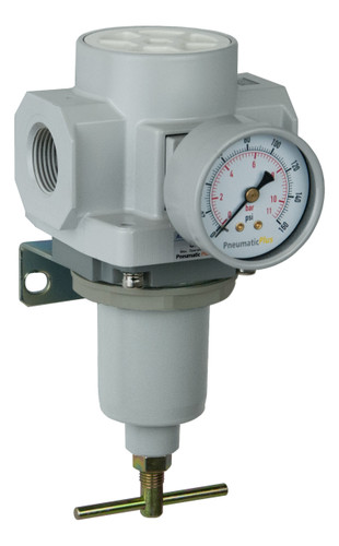 PneumaticPlus SAR600 Series HIGH FLOW Air Pressure Regulator T-Handle 3/4" NPT with Bracket & Gauge (SAR600T-N06BG)