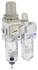 PneumaticPlus SAU210 Series Mini Air Filter Regulator Lubricator Piggyback Combo 1/4" NPT with Bracket & Gauge (SAU210-N02GS)