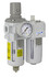 PneumaticPlus SAU410 Series Air Filter Regulator Lubricator Piggyback Combo 1/2" NPT with Bracket & Gauge (SAU410-N04G)