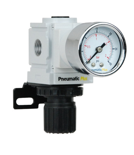 PneumaticPlus PPR2-N2BG-2 Air Pressure Regulator 1/4" NPT (3-30 PSI) with Gauge & Bracket