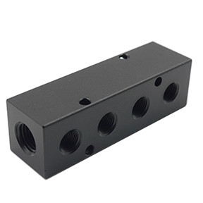 Polypropylene air manifold 2 outlets 2 inlets 1/2 NPT inlets 3/8 NPT outlets 