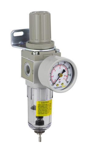 PneumaticPlus Compressed Air Filter Regulator 3/4" NPT Gauge SAW600-N06BDG-MEP 