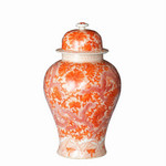 Orange Temple Jar with Dragon & Floral Motif