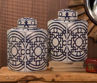 Blue & White Geometric Tea Jar