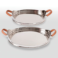 Oval Tray with Leather Handles
