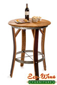 A tall barrel-top Bistro Table has galvanized steel accents around the table rim, footrest, and matches the Bartoli Bistro Chair. Chairs and wine not included.
