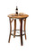 ustic wine barrel bistro table made from reclaimed oak barrel staves with galvanized steel rim and footrest, perfect for wineries, home bars, patios, and tasting rooms.