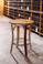 ustic wine barrel bistro table made from reclaimed oak barrel staves with galvanized steel rim and footrest, perfect for wineries, home bars, patios, and tasting rooms.