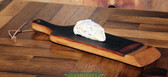 Our Cheese Platter has a large flat surface and long handle. It includes leather cord for easy hanging. This is a great platter for displaying your favorite cheese and crackers.