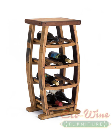 This stand-up wine rack features storage for 8 wine bottles on four shelves. With this wine rack you get an impressive display for your favorite wines. Here is a great wine rack for those who want a small yet eye-catching piece of wine furniture.