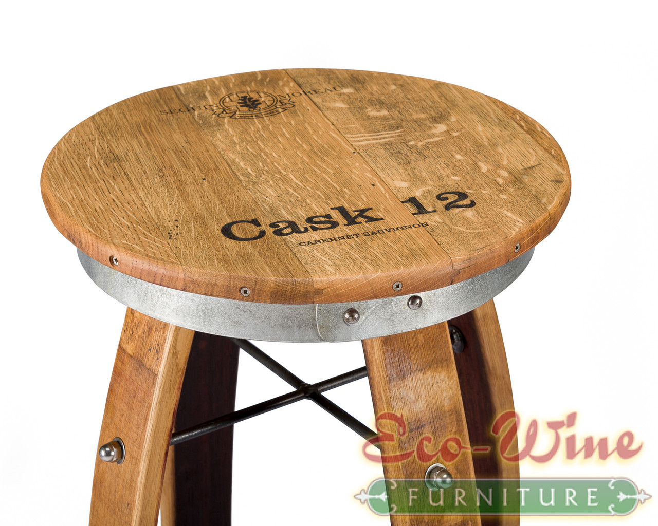 Wine Barrel Bar Stool with foot rest up - Vinous Reverie