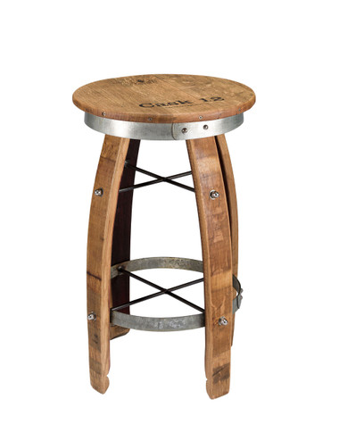 Wine Barrel Swivel Stool Rustic Reclaimed Oak Bar Stool with Footrest